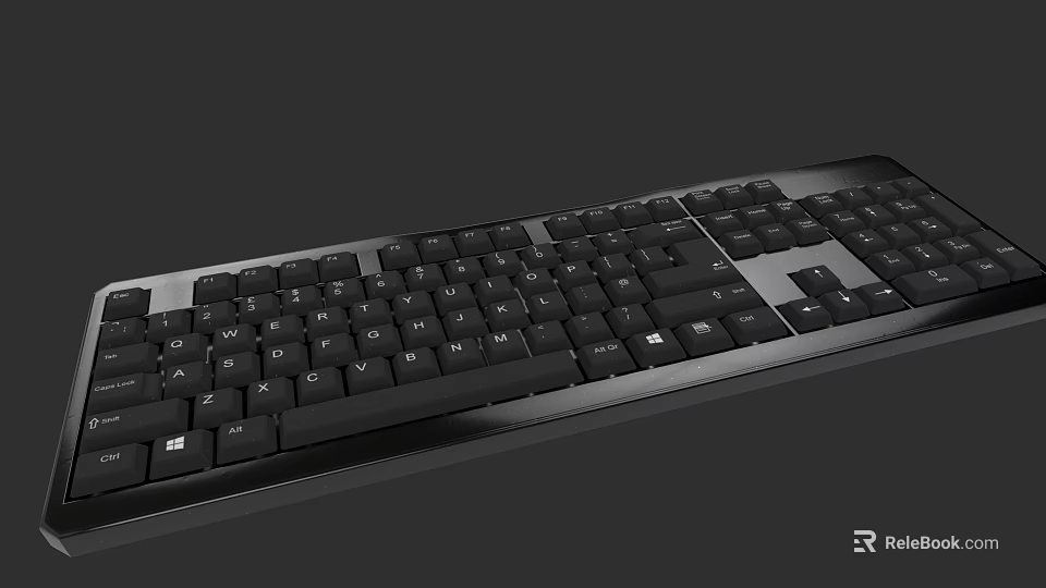 Black Full Size Computer Keyboard With Numeric Keypad And Sleek Design 3d model 
