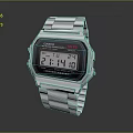 Casio Digital Watch With Silver Metal Band Square Dial Electronic Display Alarm Chrono