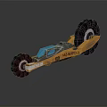 MEGA Brand Orange And Black Motorcycle With Large Tires And Futuristic Design