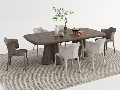 Modern Dining Table and Chair Combination model