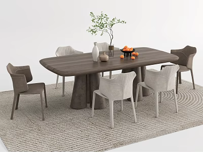 Modern Dining Table and Chair Combination 3d model