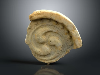 Intricate Spiral Stone Sculpture With Circular Carved Patterns And Textured Surface 3d model