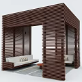 Outdoor Public Bench With Wooden Slatted Structure For Relaxation Space