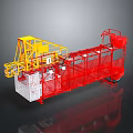Red And Yellow Industrial Mechanical Structure 3D Model With Frame Components 3d model