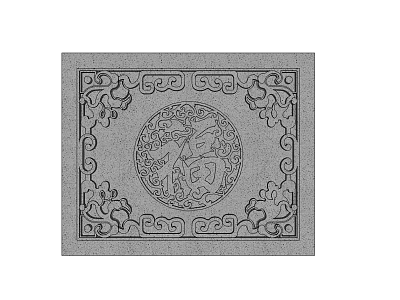 Traditional Chinese Style Floor Tile With Intricate Pattern And Fu Character 3d model
