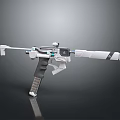 Futuristic Sci Fi Weapon 3D Model Design With White Gray Frame Blue Details And Scope 3d model
