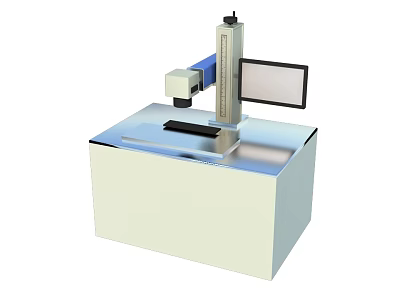 High Precision Industrial Laser Marking Equipment With Workbench And Display Screen 3d model