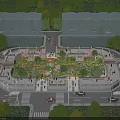 Residential Landscape Design With Central Garden Trees Walkways And Seating Areas