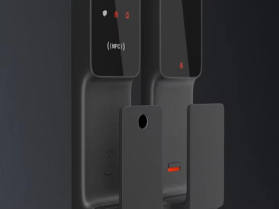 Modern Electronic Door Handle With Digital Keypad And LED Indicators Design 3d model