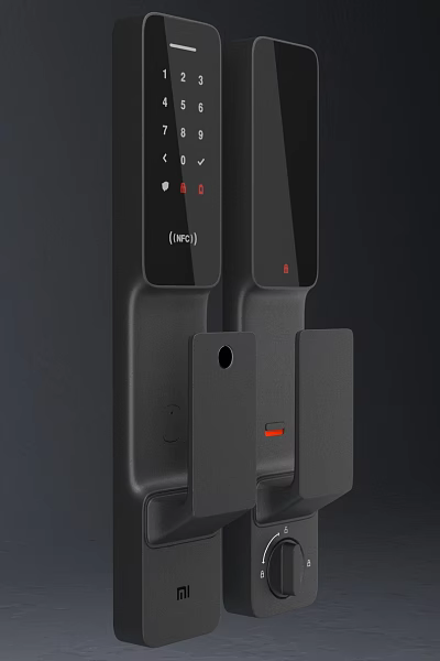 Modern Electronic Door Handle With Digital Keypad And LED Indicators Design 3d model