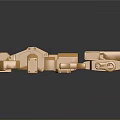 Golden Shiny Metal Parts With Various Shapes Displayed On Dark Background