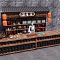 Cashier Display Chinese Account Room Chinese Counter Front Desk Display Abacus Bar Chinese Wine Cabinet 3d model