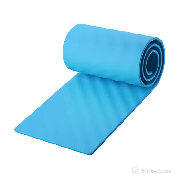 Blue Yoga Mat as Sports Equipment Partially Rolled Up Design 3d model 