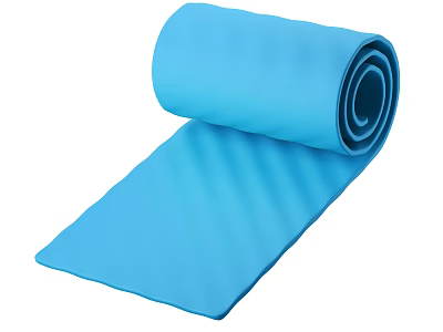Blue Yoga Mat as Sports Equipment Partially Rolled Up Design 3d model
