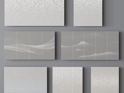 Modern Gray Architectural Decorative Panels With Geometric Patterns And Wave Textures 3d model