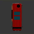 Red Food Truck With Blue Roof And Roof Mounted Equipment