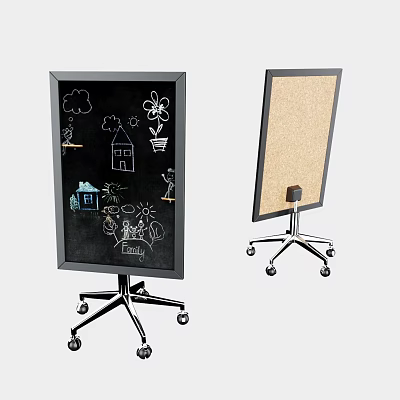 Art Supplies Wheeled Stand Chalkboard And Corkboard For Hand Drawn Creation 3d model