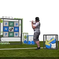 Outdoor Bean Bag Toss Game With Number Grid Tent Design Cloudy Sky Signboard