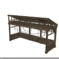 Rustic Open Wooden Shelter Structure With Elevated Platform And Rope Details 3d model