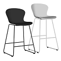 Modern Black and White Bar Stools With Backrest And Metal Frame 3d model