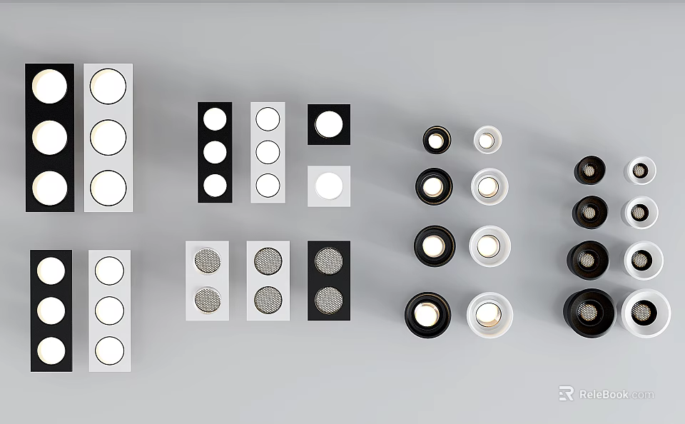 Modern Downlights and Spotlights with Sleek Designs Various Sizes and Finishes 3d model 