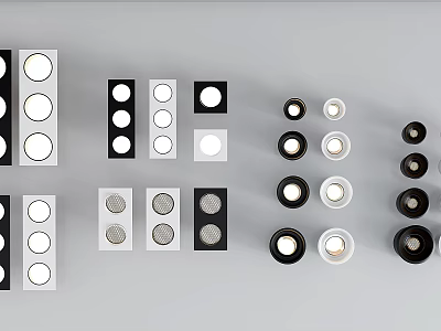 Modern Downlights and Spotlights with Sleek Designs Various Sizes and Finishes 3d model