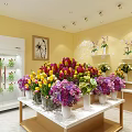 Elegant Flower Shop Interior With Tulips Hydrangeas Display Counter And Refrigerated Cabinet