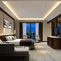 Modern Hotel Guest Room Interior Design With Sofa Coffee Table And Wall Painting