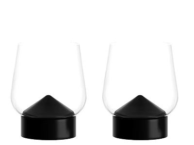 Modern Tableware Set with Transparent Glass Cups and Black Base Design 3d model