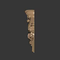 Golden Carved Decorative Ornament With Intricate Floral Scroll Patterns And Elegant Craftsmanship