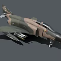3D Model of Military Fighter Jet with Camouflage Paint and Mounted Missiles