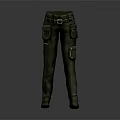 Functional Green Cargo Pants With Belt And Multiple Pockets For Utility Workwear Style 3d model