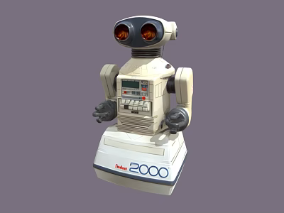 Vintage Intelligent Machine With Mechanical Arms Control Panel Orange Eyes And Elba 2000 3d model