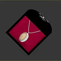 Open Black Jewelry Box With Red Velvet Interior Holding Silver Necklace And Pendant