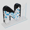 Photo Spot Transparent Letter M Number 31 With White Blue Balls White Base Blue Lines