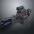 Detailed Sci Fi Spaceship Model With Armored Sections Weapon Modules And Futuristic Engines 3d model
