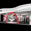 Comix Exhibition Booth With Modern White Red Design And Colorful Product Shelves
