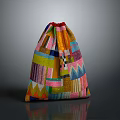 Colorful Geometric Patchwork Drawstring Bag Stylish Practical Daily Life Storage Accessory