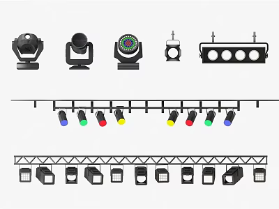 Decorative Stage Lights With Moving Heads Colorful Beads And Bracket Mounts 3d model