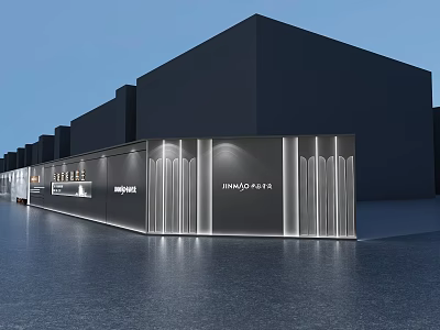Modern Commercial Building Exterior Fence With Illuminated Accents And Branding 3d model