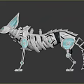 Futuristic Mechanical Wolf With Silver Metallic Body And Blue Transparent Ears