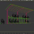 Organized Bicycle Parking Shelter With Multi Level Racks And Green Bikes
