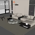 Sofa Coffee Table Combination Multi-person Sofa Coffee Table Single Casual Chair Lazy Sofa Metal Floor Lamp Side Table Jewelry Ornaments 3d model
