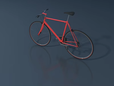 Stylish Red Bicycle Displayed on Gray Background with Clear Reflection 3d model