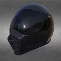 Black Helmet With Smooth Surface Transparent Visor And Side Knob Vent Holes