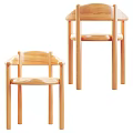 Modern Wooden Single Chair With Curved Seat Armrests And Minimalist Design