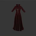 Black Long Dress With High Neck Mid Length Sleeves Fitted Waist And Metal Buckle Details