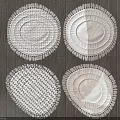 Stylish Round Rugs With Fringed Edges And Diverse Woven Patterns On Wooden Floor