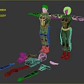 3D Rendering Of Two Human Characters In Armored Tech Suits With Scattered Gear