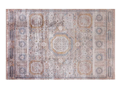 Detailed Decorative Vintage Square Rug With Symmetric Geometric Patterns And Neutral Tones 3d model